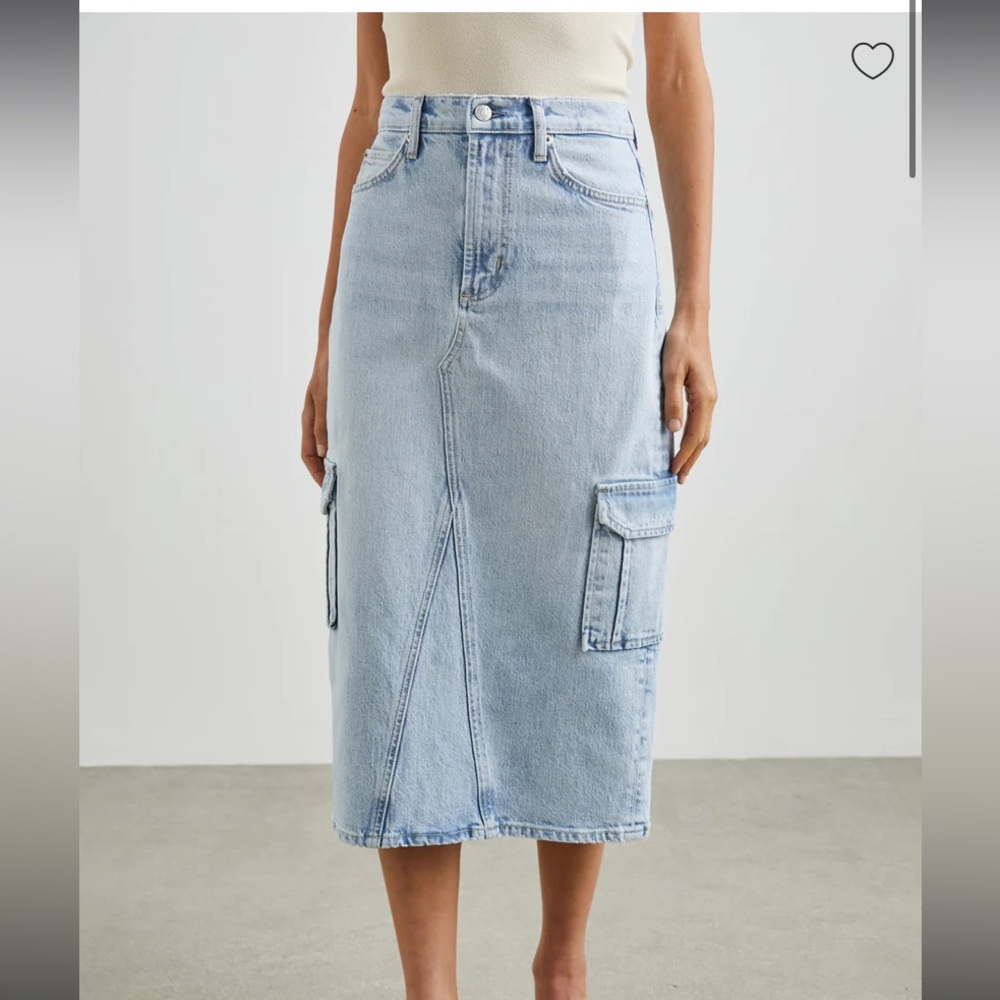 New Rails Highland Cargo Denim Skirt 12  Midi Light Wash Riviera 31" Jean Y2k - Picture 3 of 11